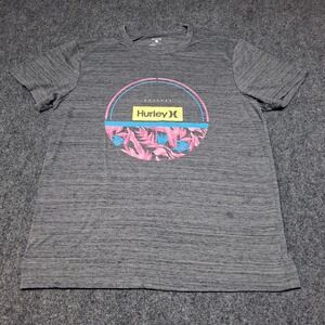 Hurley Shirt Women L Gray Soft Short Sleeve Pullover Casual Cotton‎ Surf Surfer